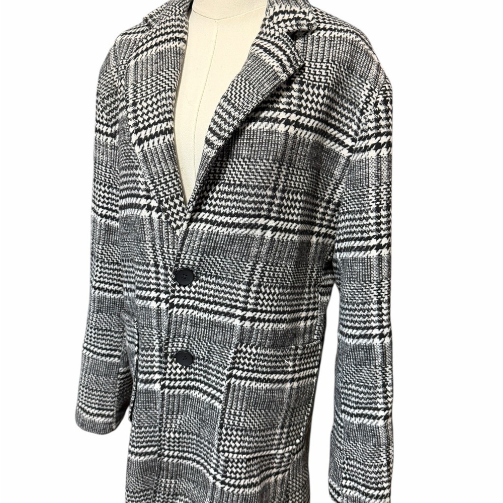 UANEO Wool Blend Black and White Plaid Blazer Coat Sz Lrg (unisex) - Picture 2 of 15